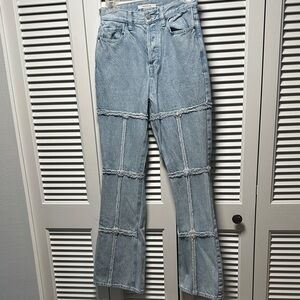 Pacsun high rise bootcut frayed piece sky Blue jeans Sz 25 Good Condition